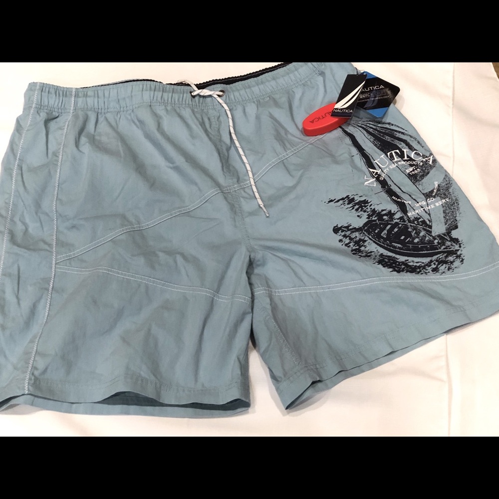 Nautica Wave Blue Mens Swim Trunks XXL